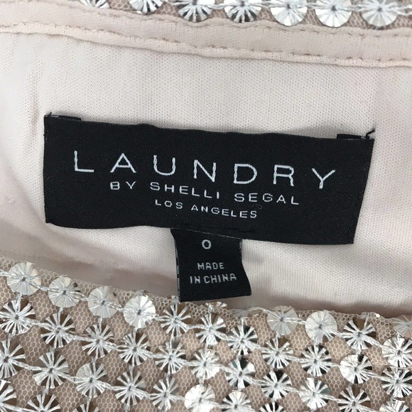 Laundry By Shelli Segal Womens Blush Pink Sequined Sheath Mini Dress Size 0 - Picture 8 of 9